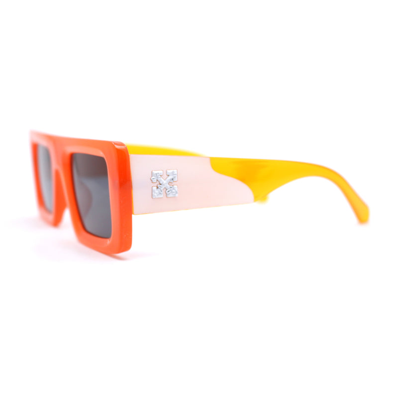 Womens Retro Squared Rectangular Mod Thick Plastic Sunglasses