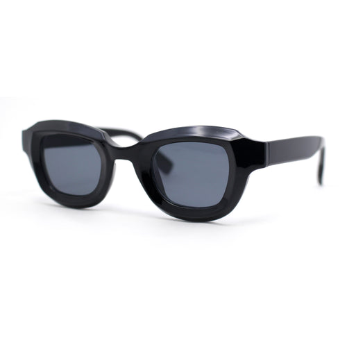 Trendy Hipster Small Rectangular Dimensional Thick Frame Horn Rim Sunglasses