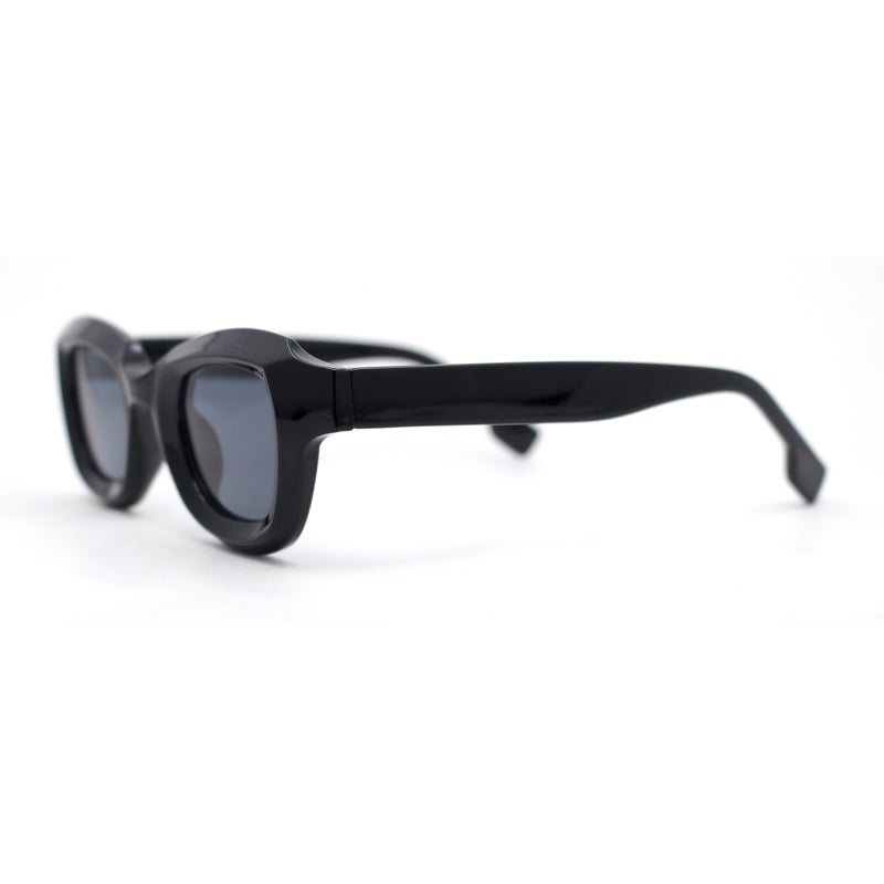 Trendy Hipster Small Rectangular Dimensional Thick Frame Horn Rim Sunglasses