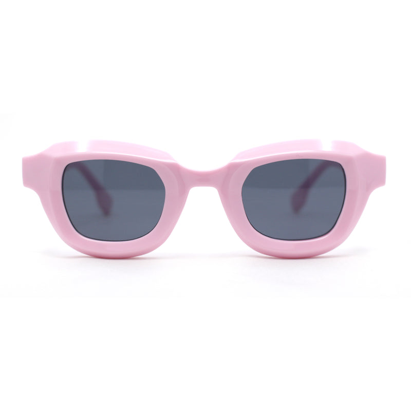 Trendy Hipster Small Rectangular Dimensional Thick Frame Horn Rim Sunglasses