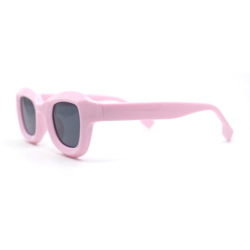 Trendy Hipster Small Rectangular Dimensional Thick Frame Horn Rim Sunglasses