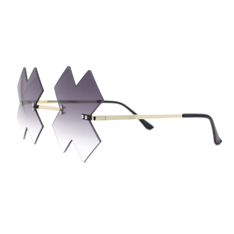 Unique Rimless Metal Frame X Shape Lens Funky Party Shade Sunglasses