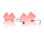 Unique Rimless Metal Frame X Shape Lens Funky Party Shade Sunglasses