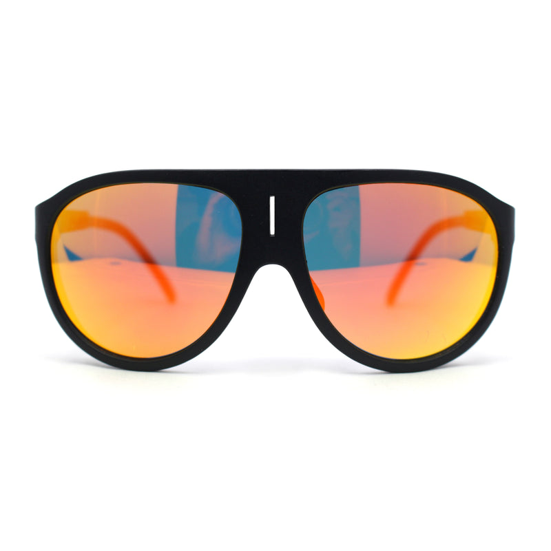 Mens Side Visor Oversized Flat Top Color Mirror Plastic Racer Sunglasses