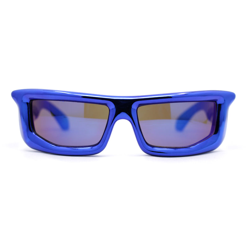 Trendy Devil Horn Thick Rectangle Plastic Flat Top Sunglasses