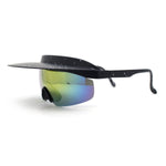 Retro Half Rim Visor Color Mirror Wrap Sport Oversized Plastic Sunglasses