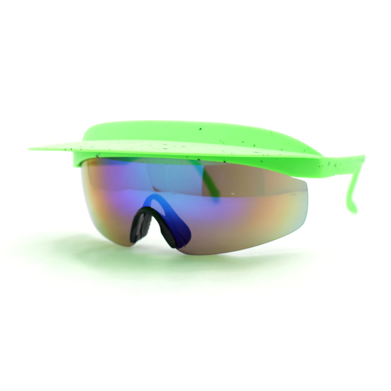 Retro Half Rim Visor Color Mirror Wrap Sport Oversized Plastic Sunglasses