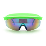 Retro Half Rim Visor Color Mirror Wrap Sport Oversized Plastic Sunglasses