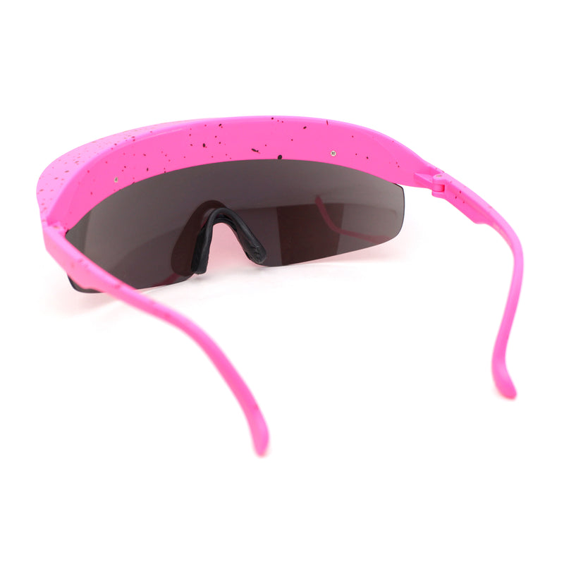 Retro Half Rim Visor Color Mirror Wrap Sport Oversized Plastic Sunglasses