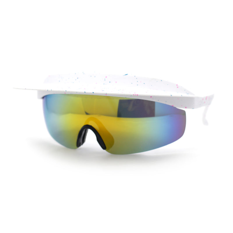 Retro Half Rim Visor Color Mirror Wrap Sport Oversized Plastic Sunglasses