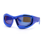 Exaggerated 90s Style Thick Bubble Frame Rectangle Curved Sport Plastic Sunglasses