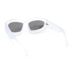 Exaggerated 90s Style Thick Bubble Frame Rectangle Curved Sport Plastic Sunglasses