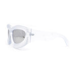 Exaggerated 90s Style Thick Bubble Frame Rectangle Curved Sport Plastic Sunglasses