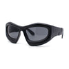 Exaggerated 90s Style Thick Bubble Frame Rectangle Curved Sport Plastic Sunglasses