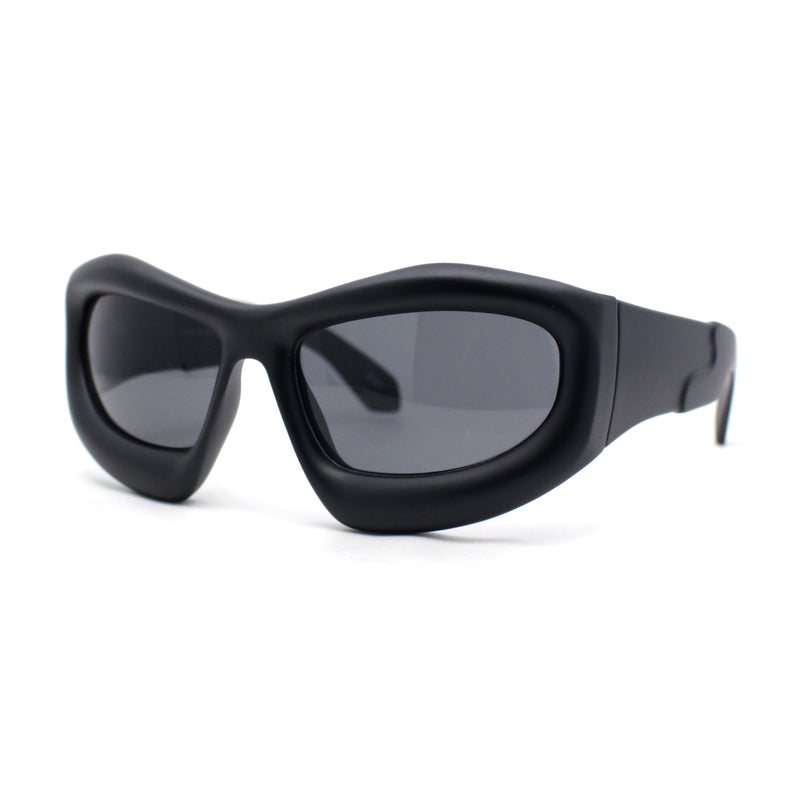 Exaggerated 90s Style Thick Bubble Frame Rectangle Curved Sport Plastic Sunglasses