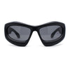 Exaggerated 90s Style Thick Bubble Frame Rectangle Curved Sport Plastic Sunglasses