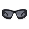 Exaggerated 90s Style Thick Bubble Frame Rectangle Curved Sport Plastic Sunglasses