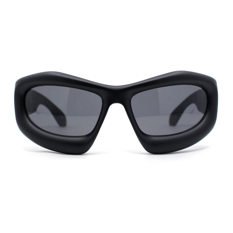 Exaggerated 90s Style Thick Bubble Frame Rectangle Curved Sport Plastic Sunglasses