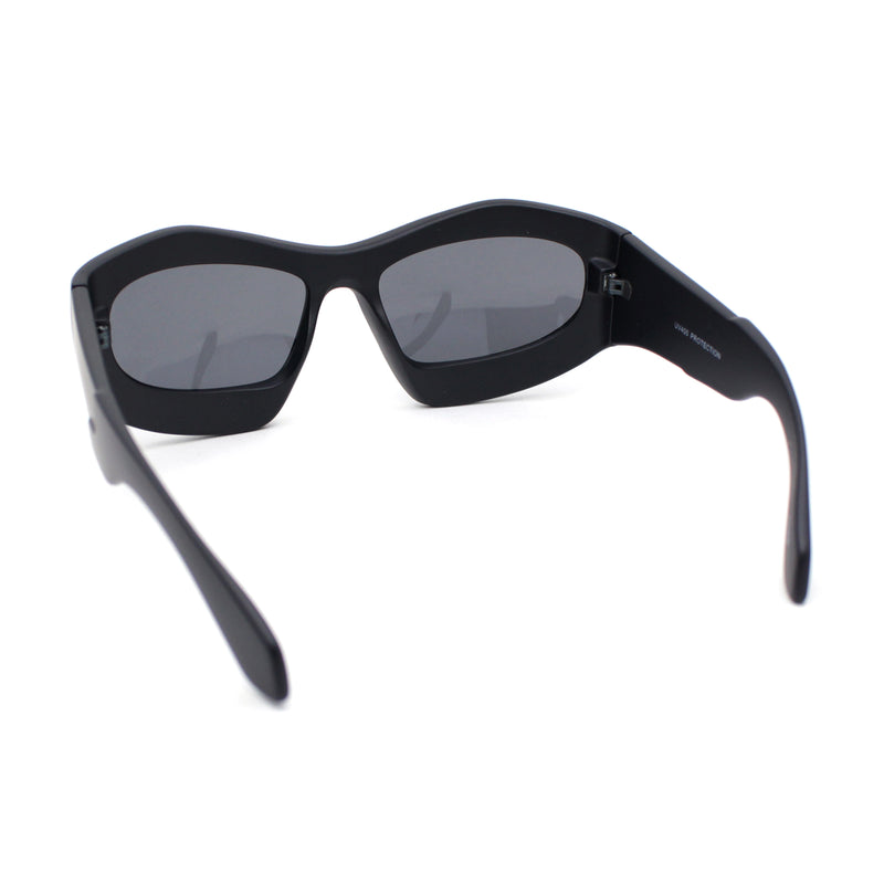 Exaggerated 90s Style Thick Bubble Frame Rectangle Curved Sport Plastic Sunglasses