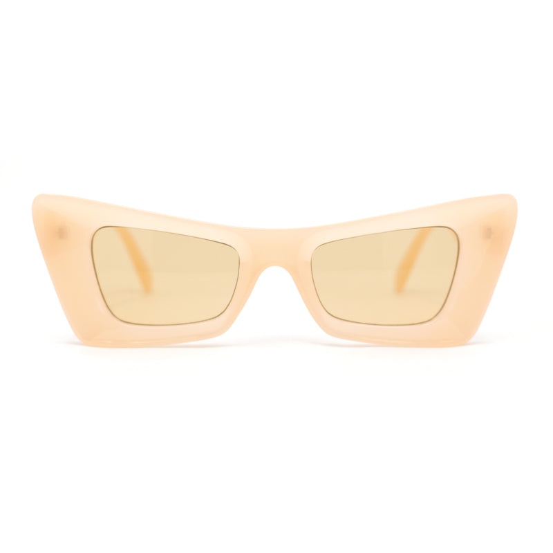 Womens Bold Angular Mod Thick Plastic Cat Eye Plastic Sunglasses