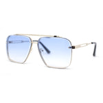 Mens Classic Mobster Rimless Metal Frame Rectangle Mafia Sunglasses