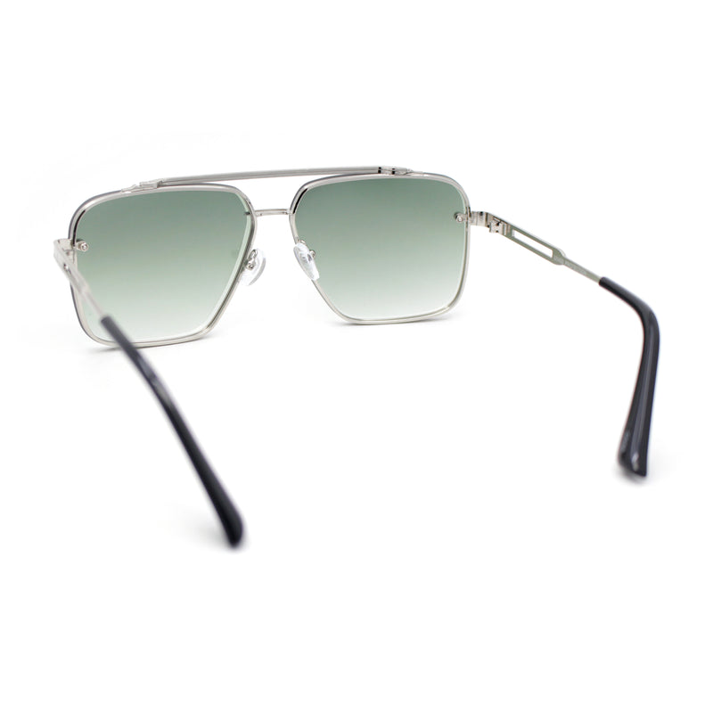 Mens Classic Mobster Rimless Metal Frame Rectangle Mafia Sunglasses