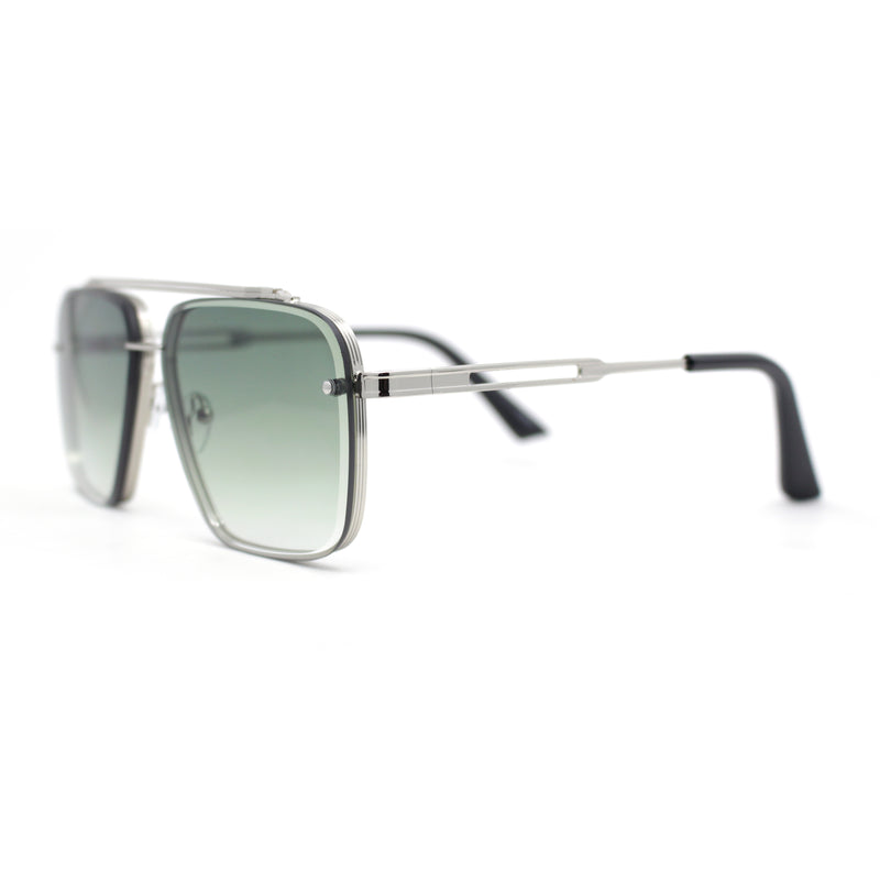 Mens Classic Mobster Rimless Metal Frame Rectangle Mafia Sunglasses