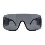 Oversized Rimless Full Lens Visor Temple Flat Top Racer Sunglasses