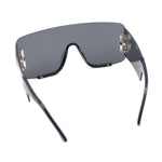 Oversized Rimless Full Lens Visor Temple Flat Top Racer Sunglasses