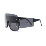 Oversized Rimless Full Lens Visor Temple Flat Top Racer Sunglasses