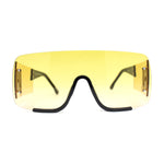 Oversized Rimless Full Lens Visor Temple Flat Top Racer Sunglasses