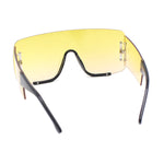 Oversized Rimless Full Lens Visor Temple Flat Top Racer Sunglasses