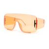 Oversized Rimless Full Lens Visor Temple Flat Top Racer Sunglasses