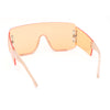 Oversized Rimless Full Lens Visor Temple Flat Top Racer Sunglasses