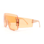 Oversized Rimless Full Lens Visor Temple Flat Top Racer Sunglasses