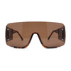 Oversized Rimless Full Lens Visor Temple Flat Top Racer Sunglasses