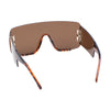 Oversized Rimless Full Lens Visor Temple Flat Top Racer Sunglasses