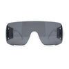 Oversized Rimless Full Lens Visor Temple Flat Top Racer Sunglasses