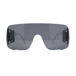 Oversized Rimless Full Lens Visor Temple Flat Top Racer Sunglasses