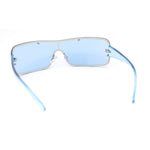 Classic 90s Curved Wrap Rimless Shield Italian Style Metal Rim Sunglasses