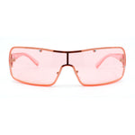 Classic 90s Curved Wrap Rimless Shield Italian Style Metal Rim Sunglasses
