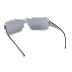 Classic 90s Curved Wrap Rimless Shield Italian Style Metal Rim Sunglasses