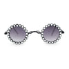 Large Rhinestone Rim Micro Small Hippie Round Circle Lens Metal Sunglasses