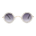 Large Rhinestone Rim Micro Small Hippie Round Circle Lens Metal Sunglasses