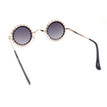 Large Rhinestone Rim Micro Small Hippie Round Circle Lens Metal Sunglasses