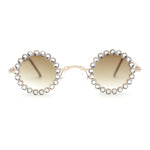 Large Rhinestone Rim Micro Small Hippie Round Circle Lens Metal Sunglasses