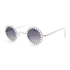 Large Rhinestone Rim Micro Small Hippie Round Circle Lens Metal Sunglasses