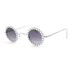 Large Rhinestone Rim Micro Small Hippie Round Circle Lens Metal Sunglasses