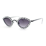 Large Rhinestone Rim Micro Small Hippie Cat Eye Metal Sunglasses