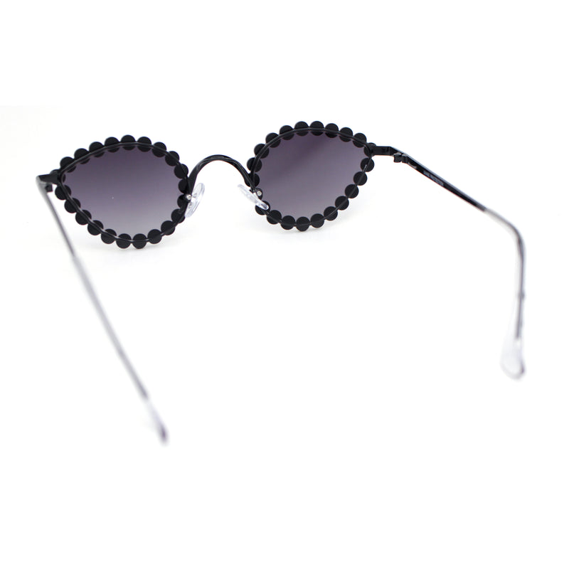 Large Rhinestone Rim Micro Small Hippie Cat Eye Metal Sunglasses